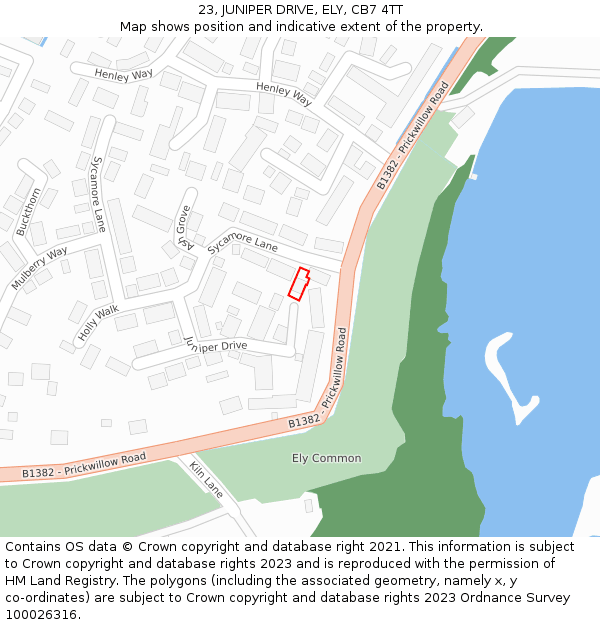 23, JUNIPER DRIVE, ELY, CB7 4TT: Location map and indicative extent of plot