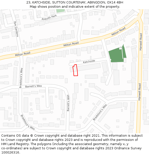 23, KATCHSIDE, SUTTON COURTENAY, ABINGDON, OX14 4BH: Location map and indicative extent of plot