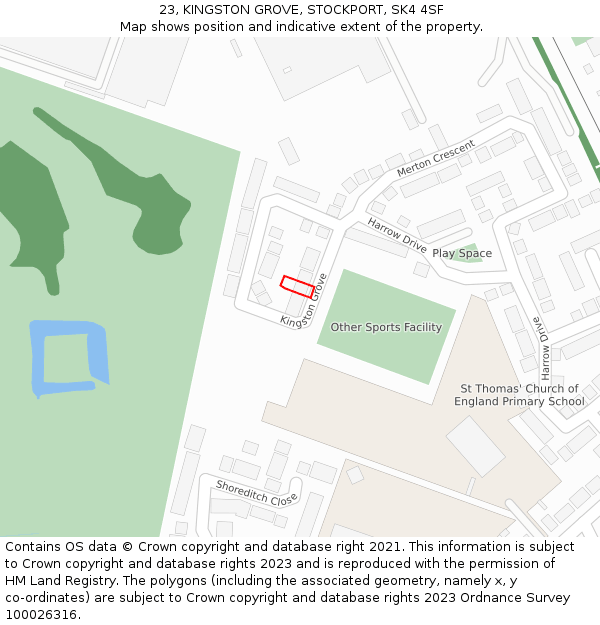 23, KINGSTON GROVE, STOCKPORT, SK4 4SF: Location map and indicative extent of plot