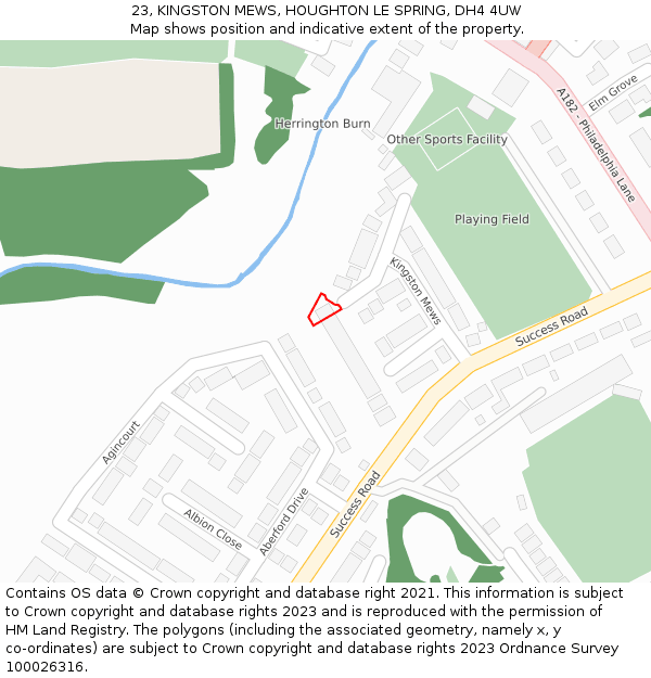 23, KINGSTON MEWS, HOUGHTON LE SPRING, DH4 4UW: Location map and indicative extent of plot