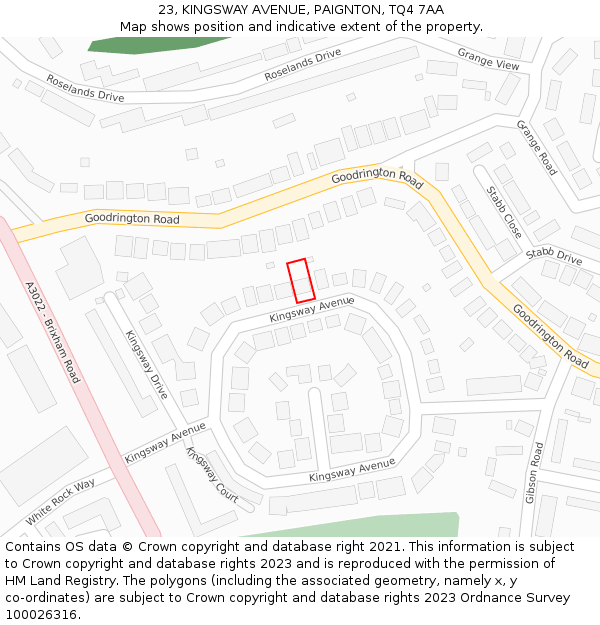 23, KINGSWAY AVENUE, PAIGNTON, TQ4 7AA: Location map and indicative extent of plot