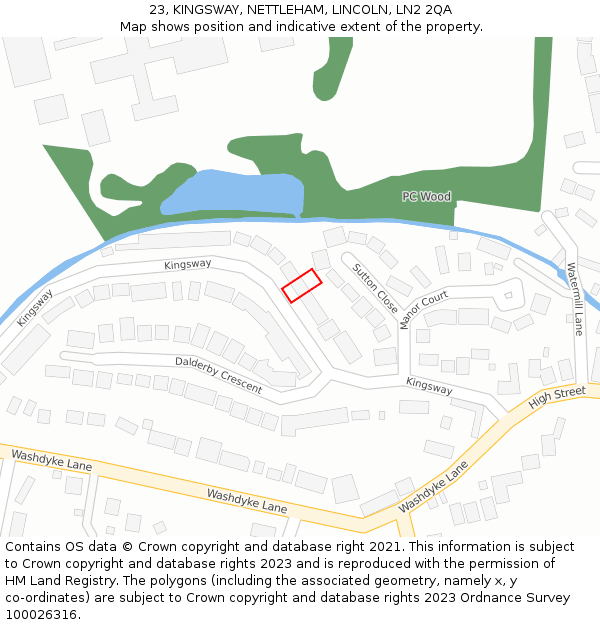 23, KINGSWAY, NETTLEHAM, LINCOLN, LN2 2QA: Location map and indicative extent of plot