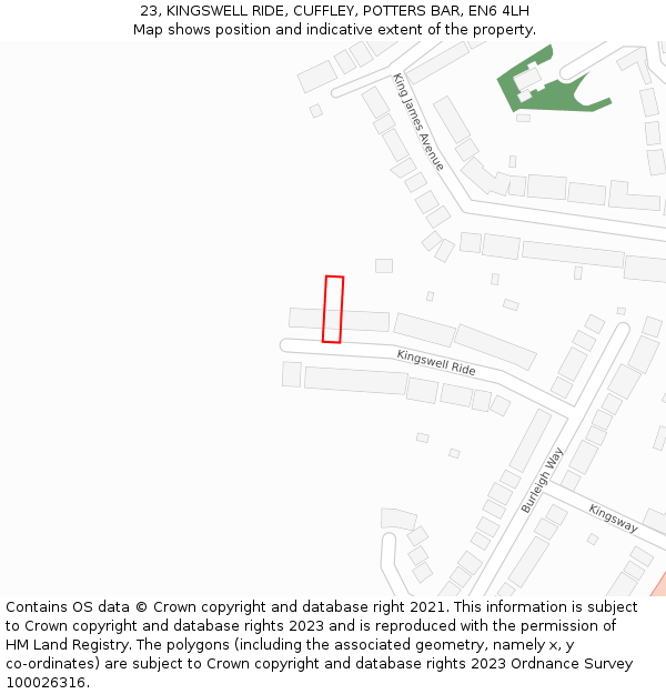 23, KINGSWELL RIDE, CUFFLEY, POTTERS BAR, EN6 4LH: Location map and indicative extent of plot