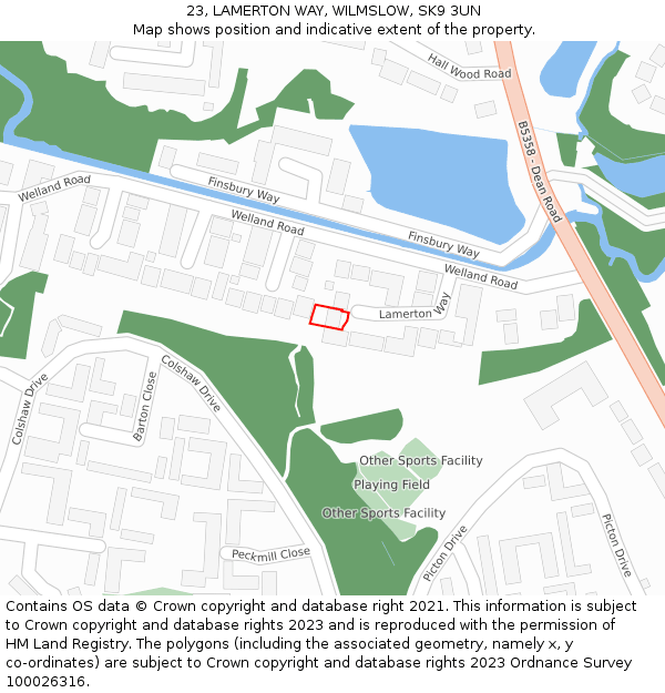 23, LAMERTON WAY, WILMSLOW, SK9 3UN: Location map and indicative extent of plot