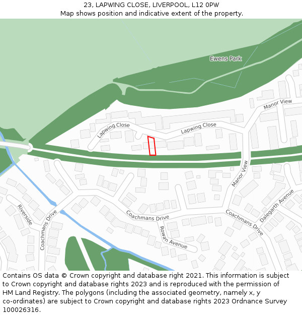 23, LAPWING CLOSE, LIVERPOOL, L12 0PW: Location map and indicative extent of plot