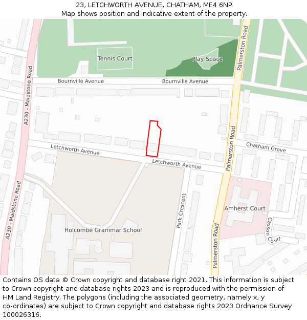 23, LETCHWORTH AVENUE, CHATHAM, ME4 6NP: Location map and indicative extent of plot