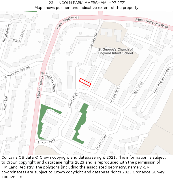 23, LINCOLN PARK, AMERSHAM, HP7 9EZ: Location map and indicative extent of plot