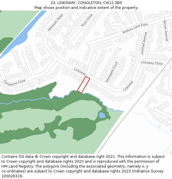 23, LINKSWAY, CONGLETON, CW12 3BS: Location map and indicative extent of plot