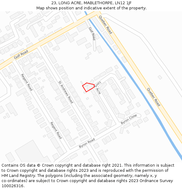 23, LONG ACRE, MABLETHORPE, LN12 1JF: Location map and indicative extent of plot