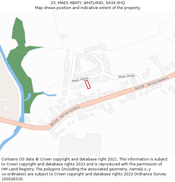 23, MAES ABATY, WHITLAND, SA34 0HQ: Location map and indicative extent of plot