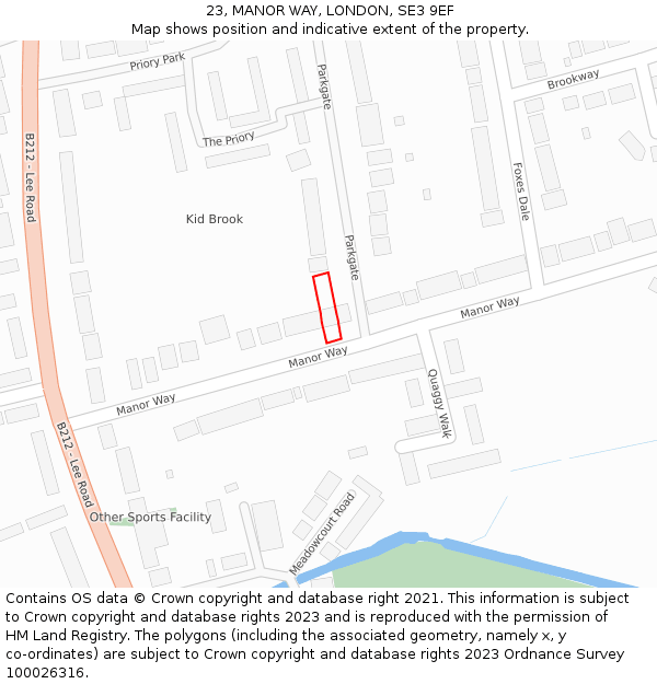 23, MANOR WAY, LONDON, SE3 9EF: Location map and indicative extent of plot
