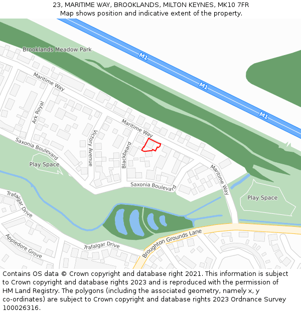 23, MARITIME WAY, BROOKLANDS, MILTON KEYNES, MK10 7FR: Location map and indicative extent of plot