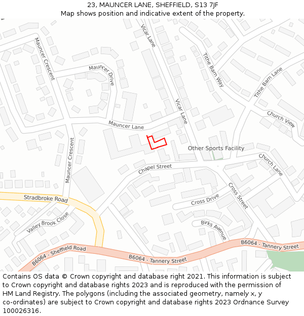 23, MAUNCER LANE, SHEFFIELD, S13 7JF: Location map and indicative extent of plot