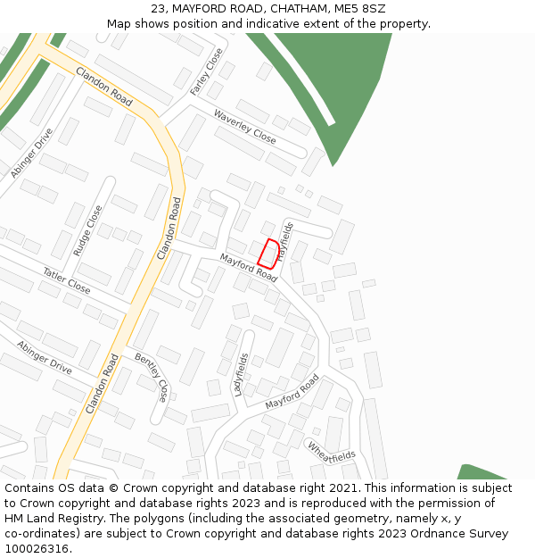23, MAYFORD ROAD, CHATHAM, ME5 8SZ: Location map and indicative extent of plot