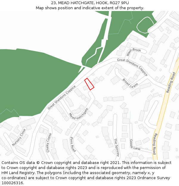 23, MEAD HATCHGATE, HOOK, RG27 9PU: Location map and indicative extent of plot