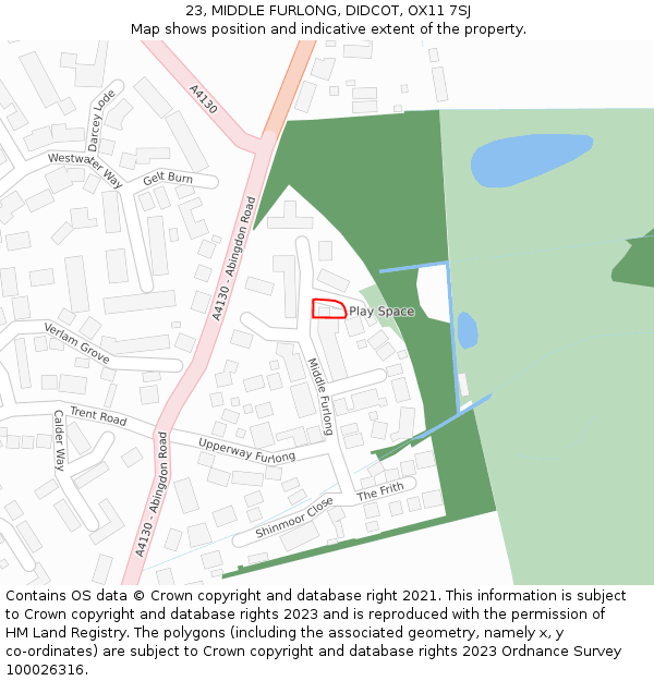 23, MIDDLE FURLONG, DIDCOT, OX11 7SJ: Location map and indicative extent of plot