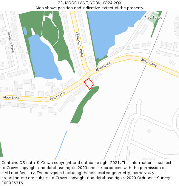 23, MOOR LANE, YORK, YO24 2QX: Location map and indicative extent of plot