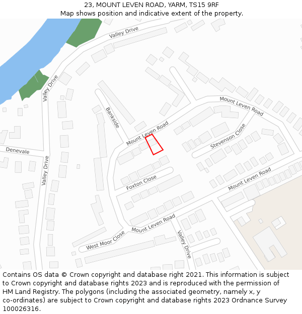 23, MOUNT LEVEN ROAD, YARM, TS15 9RF: Location map and indicative extent of plot