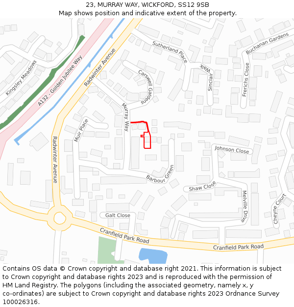 23, MURRAY WAY, WICKFORD, SS12 9SB: Location map and indicative extent of plot