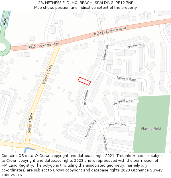23, NETHERFIELD, HOLBEACH, SPALDING, PE12 7NP: Location map and indicative extent of plot