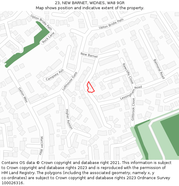 23, NEW BARNET, WIDNES, WA8 9GR: Location map and indicative extent of plot