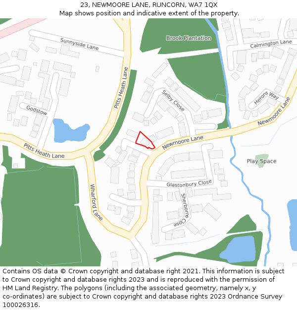 23, NEWMOORE LANE, RUNCORN, WA7 1QX: Location map and indicative extent of plot