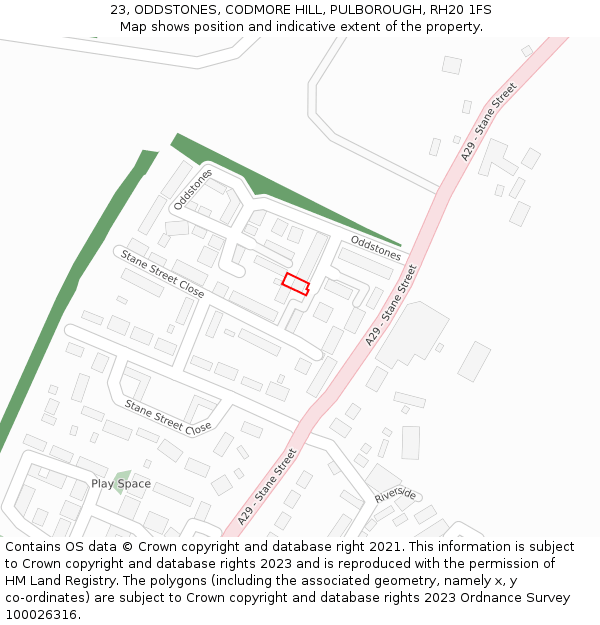 23, ODDSTONES, CODMORE HILL, PULBOROUGH, RH20 1FS: Location map and indicative extent of plot