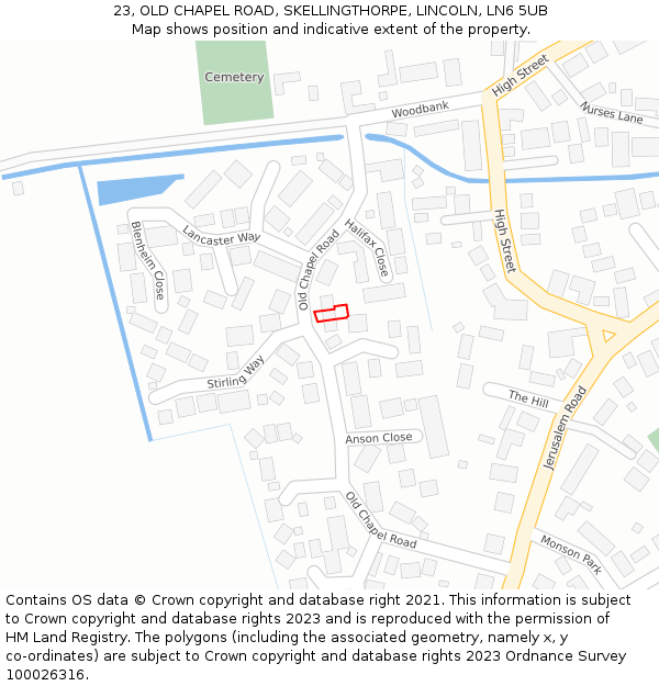 23, OLD CHAPEL ROAD, SKELLINGTHORPE, LINCOLN, LN6 5UB: Location map and indicative extent of plot