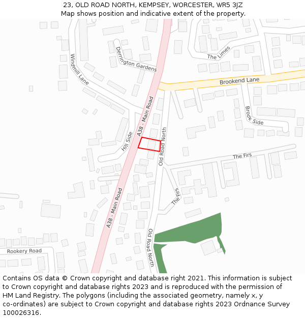 23, OLD ROAD NORTH, KEMPSEY, WORCESTER, WR5 3JZ: Location map and indicative extent of plot