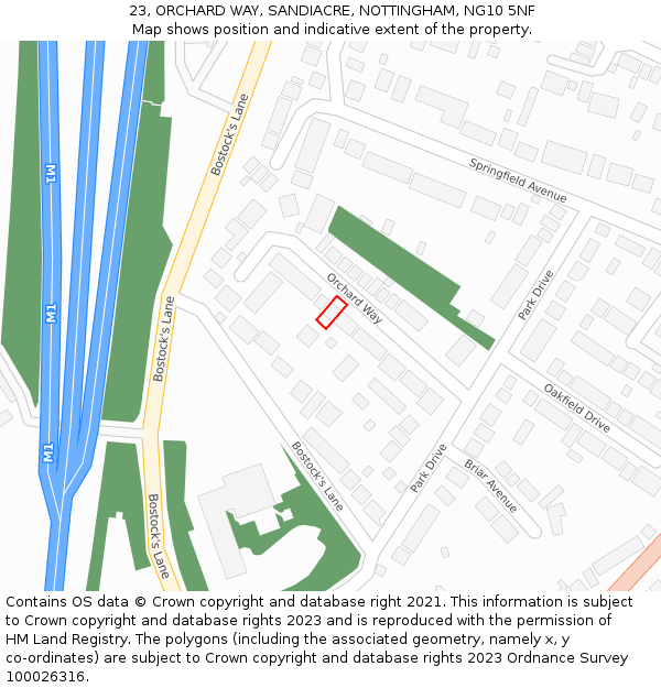 23, ORCHARD WAY, SANDIACRE, NOTTINGHAM, NG10 5NF: Location map and indicative extent of plot