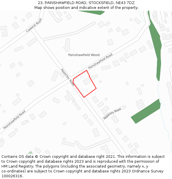 23, PAINSHAWFIELD ROAD, STOCKSFIELD, NE43 7DZ: Location map and indicative extent of plot