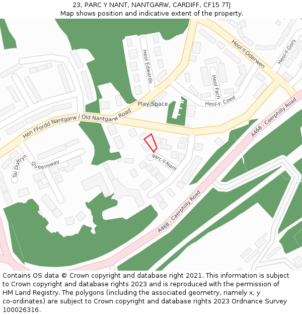 23, PARC Y NANT, NANTGARW, CARDIFF, CF15 7TJ: Location map and indicative extent of plot