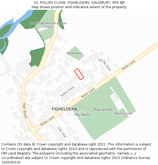 23, POLLEN CLOSE, FIGHELDEAN, SALISBURY, SP4 8JP: Location map and indicative extent of plot