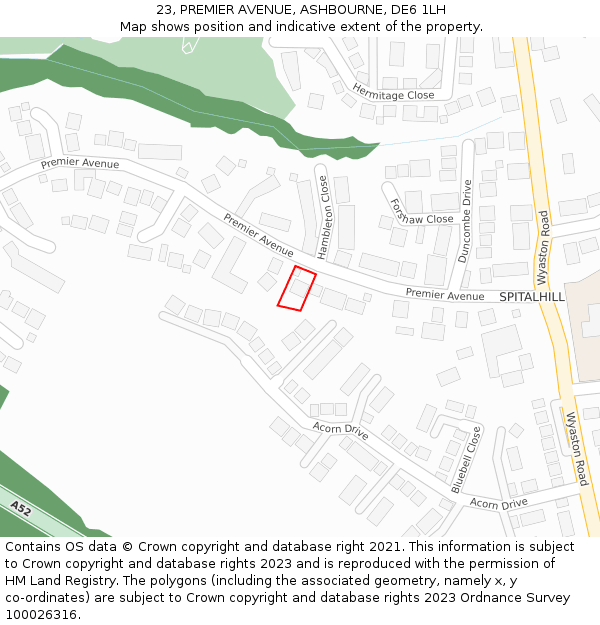 23, PREMIER AVENUE, ASHBOURNE, DE6 1LH: Location map and indicative extent of plot