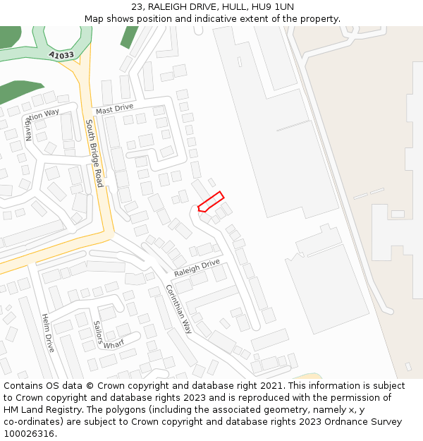 23, RALEIGH DRIVE, HULL, HU9 1UN: Location map and indicative extent of plot