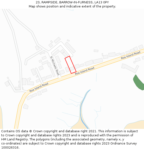 23, RAMPSIDE, BARROW-IN-FURNESS, LA13 0PY: Location map and indicative extent of plot