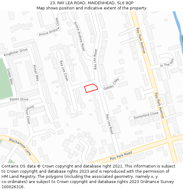 23, RAY LEA ROAD, MAIDENHEAD, SL6 8QP: Location map and indicative extent of plot