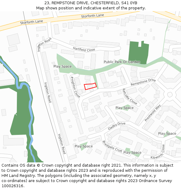 23, REMPSTONE DRIVE, CHESTERFIELD, S41 0YB: Location map and indicative extent of plot