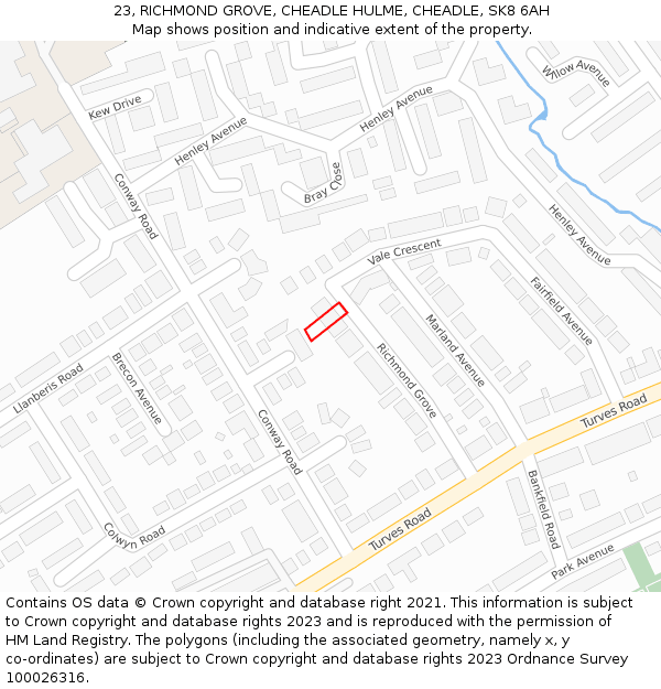 23, RICHMOND GROVE, CHEADLE HULME, CHEADLE, SK8 6AH: Location map and indicative extent of plot