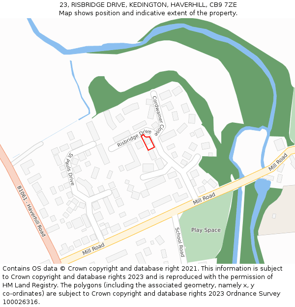 23, RISBRIDGE DRIVE, KEDINGTON, HAVERHILL, CB9 7ZE: Location map and indicative extent of plot