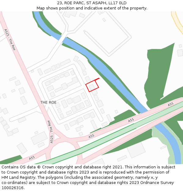 23, ROE PARC, ST ASAPH, LL17 0LD: Location map and indicative extent of plot