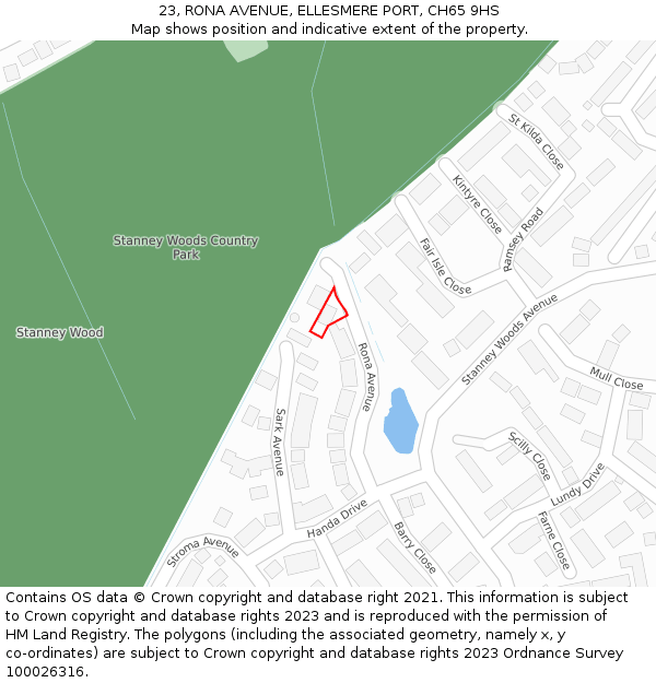 23, RONA AVENUE, ELLESMERE PORT, CH65 9HS: Location map and indicative extent of plot