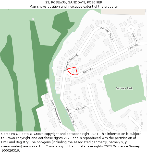 23, ROSEWAY, SANDOWN, PO36 9EP: Location map and indicative extent of plot