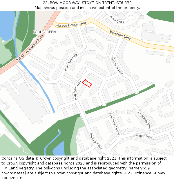 23, ROW MOOR WAY, STOKE-ON-TRENT, ST6 8BP: Location map and indicative extent of plot