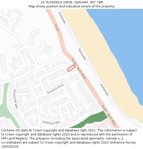 23, RUNSWICK DRIVE, SEAHAM, SR7 7WR: Location map and indicative extent of plot