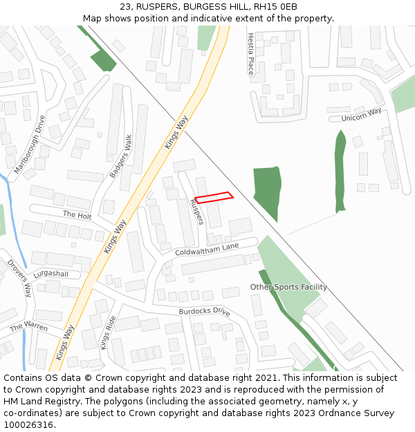 23, RUSPERS, BURGESS HILL, RH15 0EB: Location map and indicative extent of plot