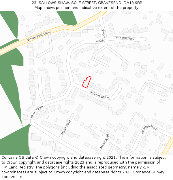 23, SALLOWS SHAW, SOLE STREET, GRAVESEND, DA13 9BP: Location map and indicative extent of plot