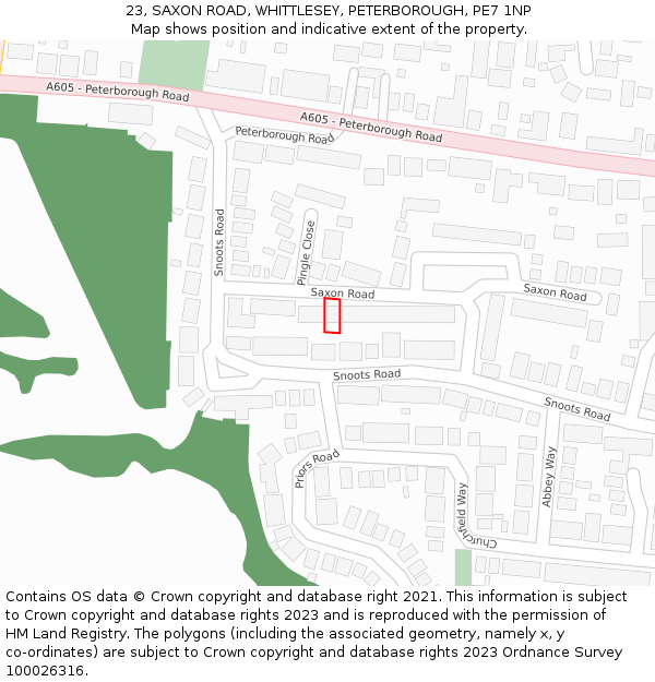 23, SAXON ROAD, WHITTLESEY, PETERBOROUGH, PE7 1NP: Location map and indicative extent of plot