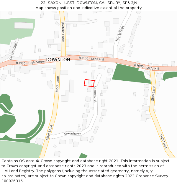 23, SAXONHURST, DOWNTON, SALISBURY, SP5 3JN: Location map and indicative extent of plot