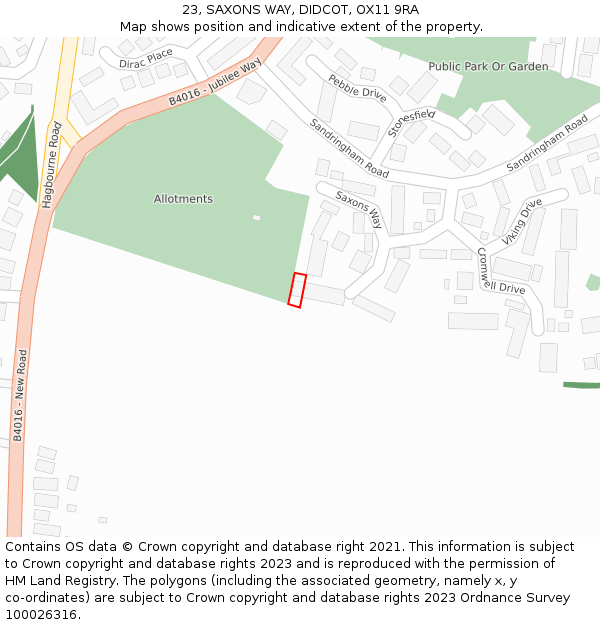 23, SAXONS WAY, DIDCOT, OX11 9RA: Location map and indicative extent of plot